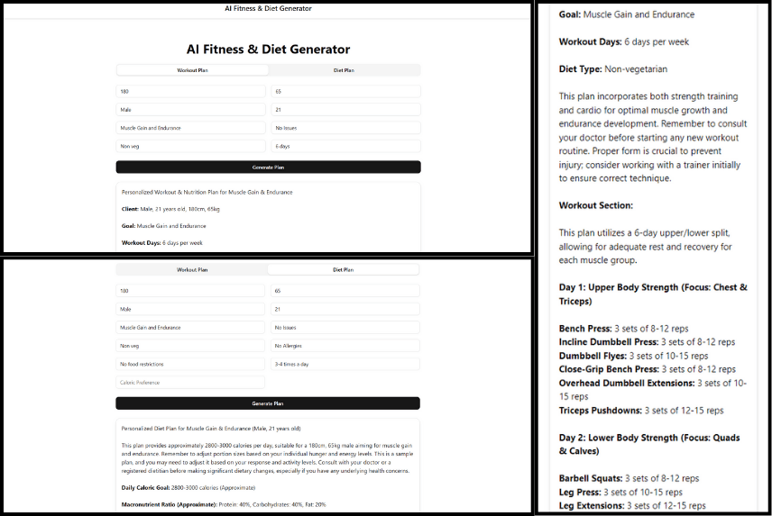 Preview of AI Fitness App